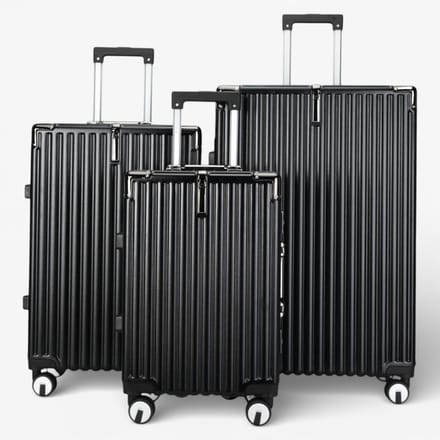 Zwarte hardshell koffer Dubbele 4-wiel ABS bagage Cabinekoffers