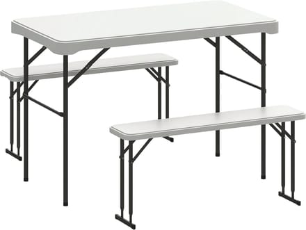 Outsunny Draagbare Picknicktafelset - Metaal - 113x60x74cm - Wit
