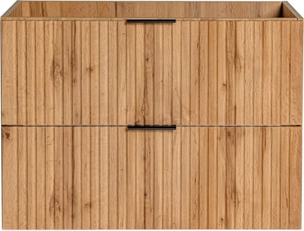 Vente-unique Geribbeld hangmeubel onder wastafel - Licht naturel - L80 cm - ZEVARA