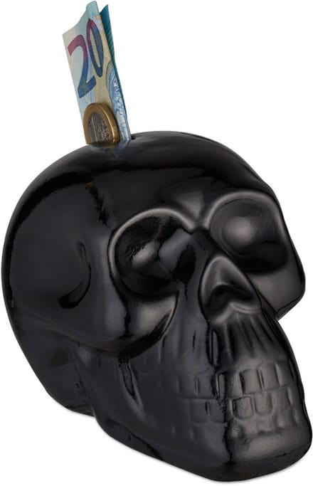 spaarpot schedel - gothic - horror - doodshoofd decoratie - keramiek - zwart