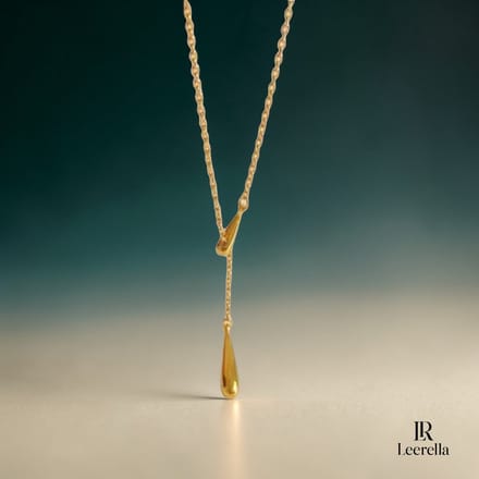 Leerella Goudkleurig RVS Druppel Ketting - Elegant Y-Design
