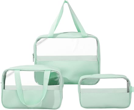 Dailygoods- Toilettas Waterdicht - 3 Stuks - Grote/Middelgrote/Kleine Make-uptas - PVC/PU - Transparant - Handgrepen