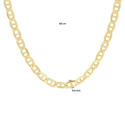 Goud met Zilveren Kern Collier anker 4 5000225 60 cm