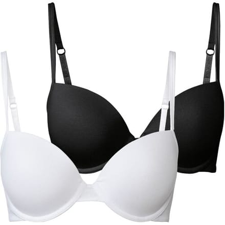 ESMARA 2 dames beugel BH's (Zwart/wit, 75B)