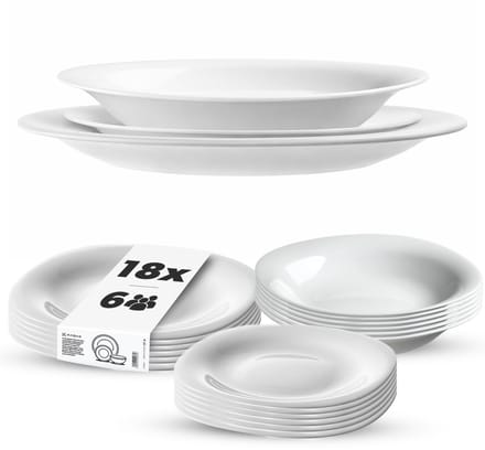 Kadax Serviesset 18 Delen Wit - 6 Personen - Vierkante Borden