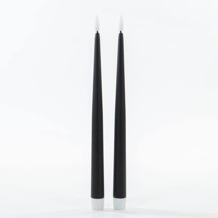 Anna's Collection LED dinerkaarsen - zwart - 2x st - 30 cm - 3D vlam