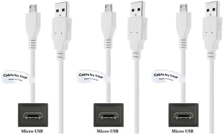 3 stuks OneOne 1,2m Micro USB kabel. Stevige laadkabel. Oplaadkabel snoer past op past op Samsung Galaxy Instinct, Mega, Metro, Neo, Omnia, Pocket, Rex, Star, Note, Note 2, Note 3 Note 4, Note 5, Note 8.0, Note Edge, NotePro 12.2