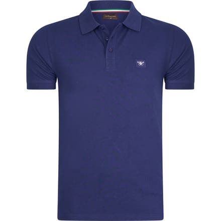 Cappuccino Italia - Heren Polo SS Polo Plain Pique - Blauw - Maat S