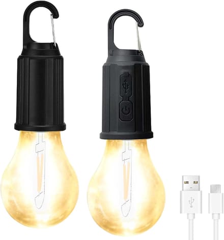 Solidchoice - 2 Stuks Oplaadbare Campinglampen met Haken