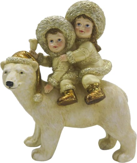 Clayre & Eef Beeld Kinderen 13x7x15 cm Beige Goudkleurig Polyresin