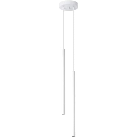 Hanglamp PASTELO 2 met 2 slanke buiskappen - Sollux Lighting - IP20 - Wit staal behuizing - 15 x 15 x 118 cm - 2 x G9 LED, exclusief lichtbron - 2 x 8 W - Moderne hanglamp voor woonkamer, slaapkamer en eetkamer