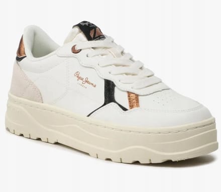 Pepe Jeans Serie - Leren Sneakers - Dikke Zool - Wit - Maat 41