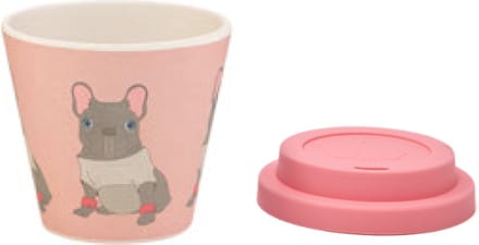 Quy Cup - 90ml Ecologische Reis Beker - Espressobeker “Break Dance” met Roze Siliconen deksel