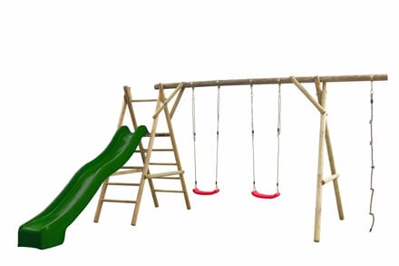 Swing King speeltoestel hout met glijbaan Noortje 450cm - groen