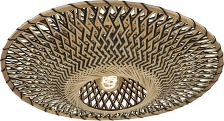 Lumidora Plafondlamp 74746 - Plafonniere - JOAH - E27 - Zwart - Naturel - Rotan - ⌀ 50 cm