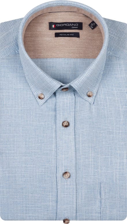 Giordano – Ivy – Heren Overhemd – Button Down – Structuur - Gestreept Overhemd – Angel Falls – Blauw – 617110-61