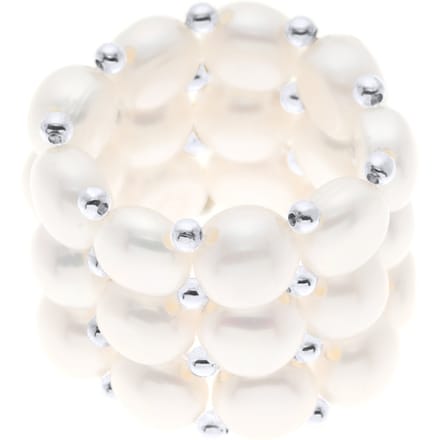 Triple Ring Elastic Zoetwater Pearl White 3-4 mm - 925