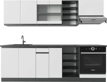Vicco R-Line Complete keukeneenheid – 240 cm J-vorm Wit/antraciet