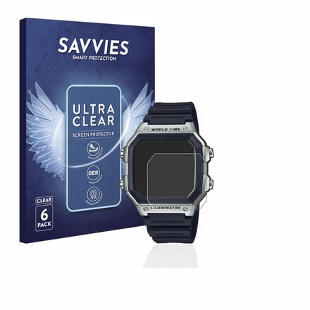 Savvies - Screenprotector voor Casio AE-1200WH - Folie Beschermfolie transparant 6 Stuks