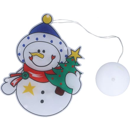 Kerst Sneeuwpop LED Raamlicht Batterijgevoed Hanglicht met Zuignap voor Kerst gray