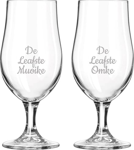 Gegraveerde bierglas op voet 49cl De Leafste Muoike-De Leafste Omke