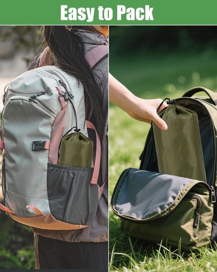 Zelfopblazende kampeermat 10cm dik met voetpomp en kussen - groen.