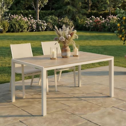 Tuintafel - Terrastafel Buiten - Buiten Eten - Weerbestendig WPC - 150 x 90 cm - Wit