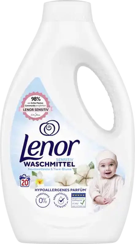 5 x Lenor Vloeibaar Wasmiddel - Sensitive Katoenbloesem - 5 x 20 Wasbeurten