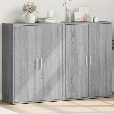 vidaXL - Dressoirs - 2 - st - 60x31x84 - cm - bewerkt - hout - grijs - sonoma - eikenkleur