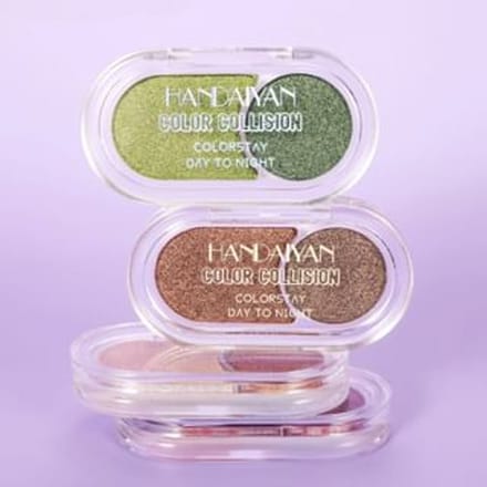 HANDAIYAN - Color Collision Two-tone Eyeshadow Palette - 4 Shades 03# Coffee Brown - 3.8g