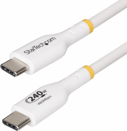 StarTech.com 4m USB-C Laadkabel, Charge & Sync, 240W (5A) PD EPR, USB 2.0, Laptop Type C Laadkabel, USB-IF Gecertificeerd, TPE Mantel - Witte USB-C Oplaadkabel
