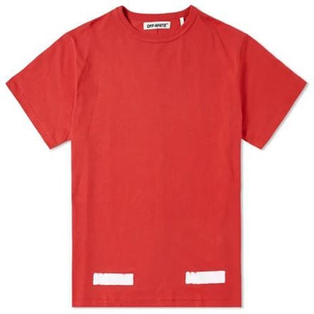 Off-White c/o Virgil Abloh Basic Gestreept Korte Mouw T-shirt Heren Tops Rood OMAA002F161850102001 XXS red