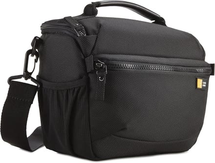 Verstelbare zwart cameratas voor DSLR met accessoires