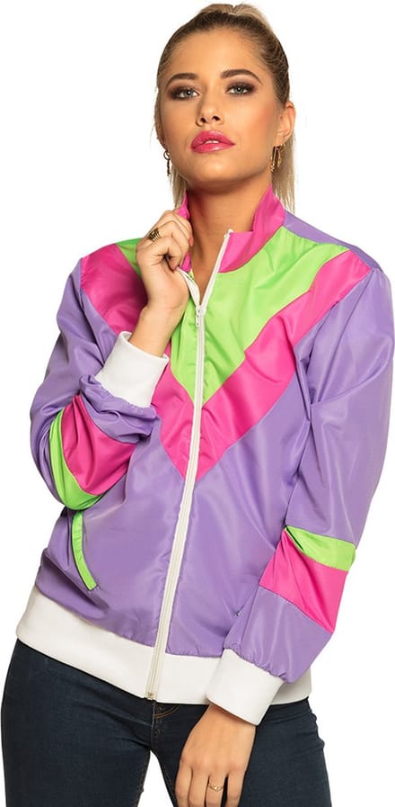 Boland - Trainingsjasje Retro babe paars (M) - Volwassenen - - 80's & 90's - Disco