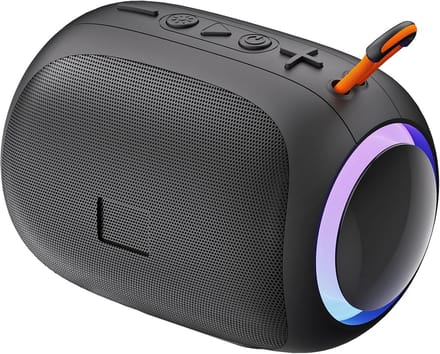 Draadloze Bluetooth Speaker met IPX5 Waterdicht, TWS Stereo en RGB Lichten - Zwart