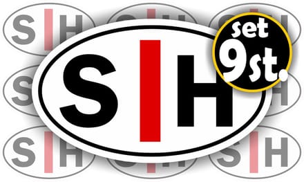 JERMA - SH -Slechthorend -Sticker - set 9 st - 6.5 x 4 cm - Weerbestendig - Krasbestendig - Zelfklevend