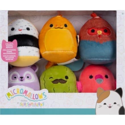 Squishmallows Micromallows 6-Pack Charles, Onet, Cookie, Reed, Mo, Layla Poppetjes en figuren Knuffels en pluche