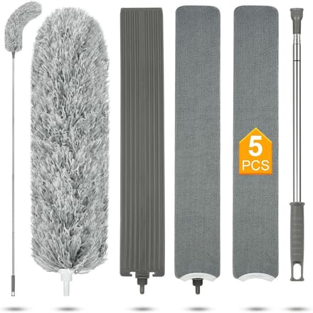 Telescopische Stofzuiger Set - Pack van 5 - Verstelbare Lengte - Wasbare Microvezel - Aluminiumlegering Steel