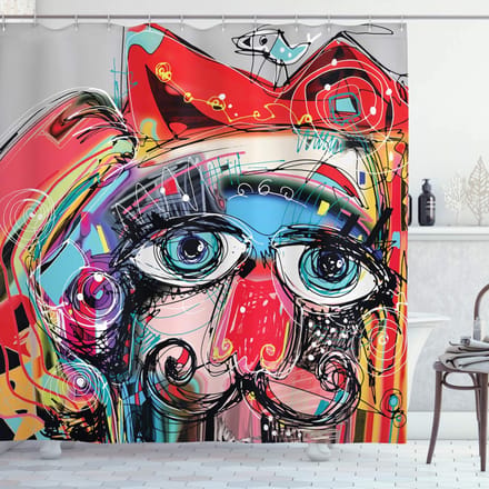 ABAKUHAUS douchegordijn kunst – graffiti Sketchy, 175x180 cm, multicolor