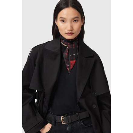 AllSaints Indy Skinny Scarf Black/red Maat: OS | Sjaals Outlet | Dames | Zwart