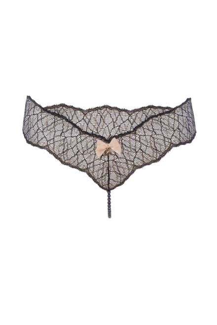 Bracli | Sydney Pearl Thong Set Dark | Black 2 | Luxury Lingerie size Plus size plus