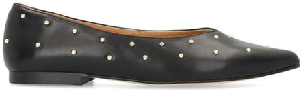 Manfield - Dames - Zwarte leren loafers met studs - Maat 38