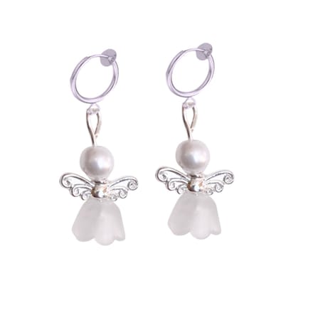 Klem Oorbellen Engel - Wit - Kerst-geen gaatje-Charme Bijoux