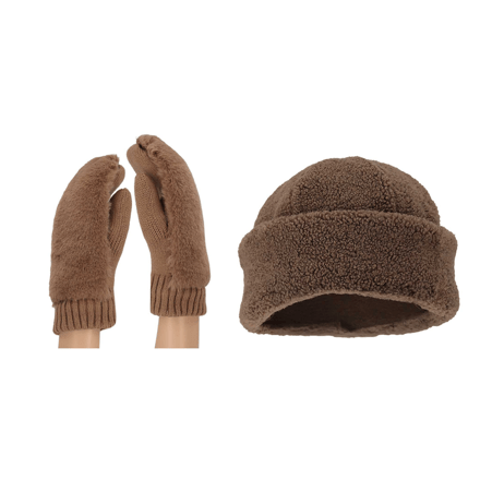 Morethansocks - Dames teddy wanten en muts - One size - Muts dames - Wanten dames volwassenen