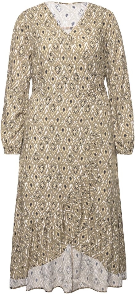 Studio Untold - Dames - Maxi-jurk A-lijn print all-over wikkellook - Palmboomgroen - Maat 46+