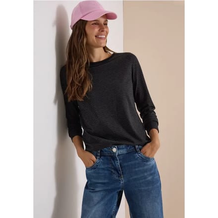 Longsleeve met boothals en strepen