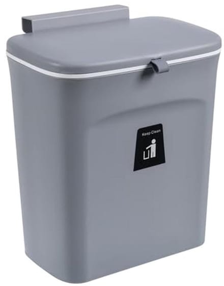 Hanging 9 Litre Waste Bin with Lid - Space Saving Kitchen Garbage Bin