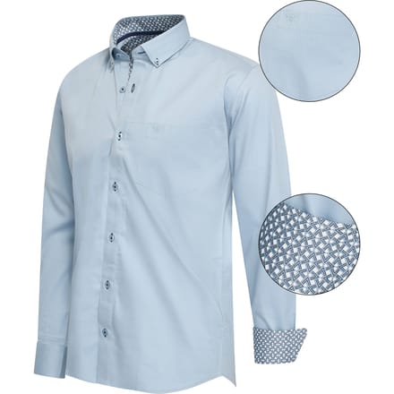 Cappuccino Italia - Heren Overhemden Regular Fit Overhemd Baby Blue - Blauw - Maat M