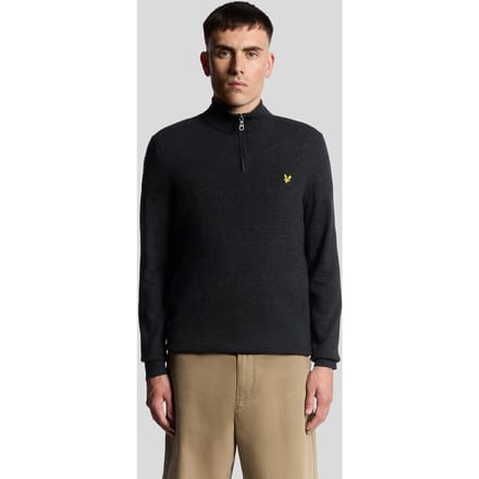 Lyle & Scott Lamswol Mix 1/4 Rits Trui - Blauw