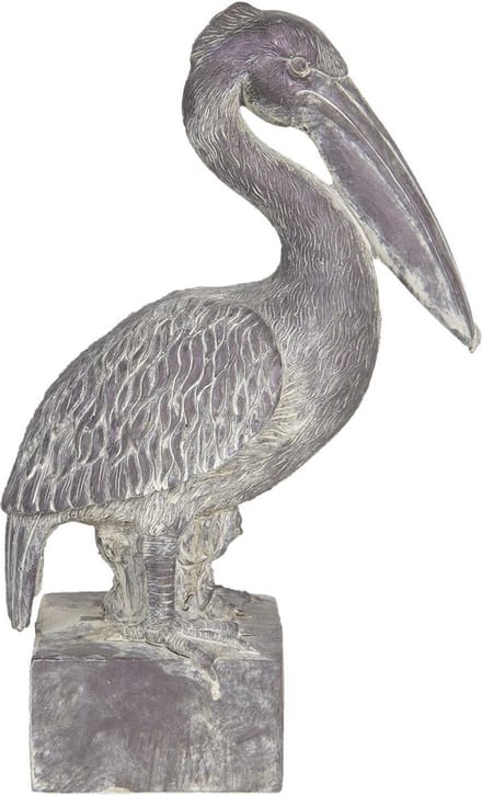 Clayre & Eef Beeld Pelikaan 23x13x37 cm Grijs Kunststof